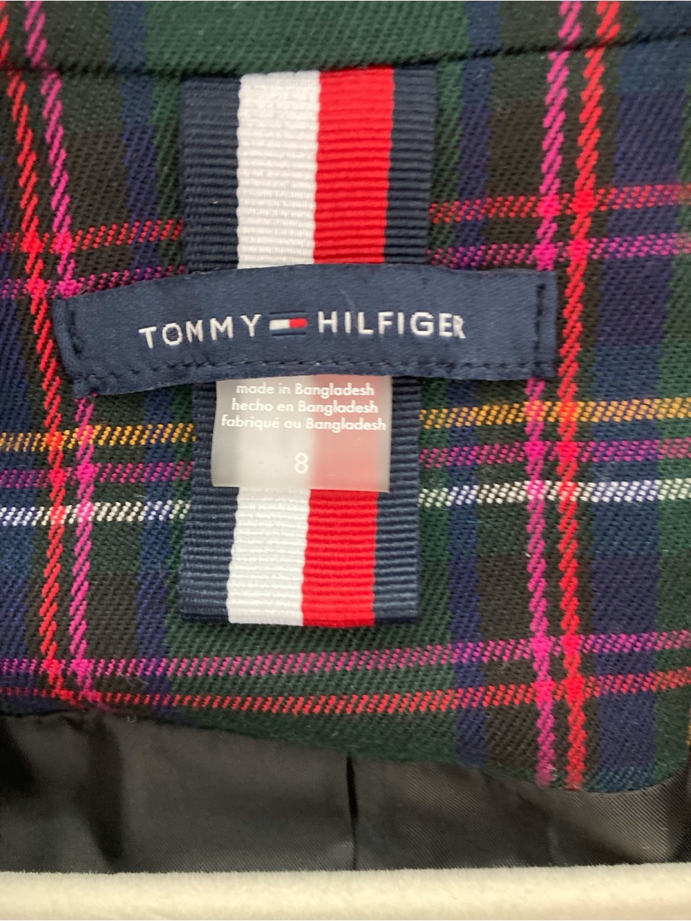 Vintage 90s Tommy Hilfiger Tartan Plaid Blazer Y2K Size 8 - Picture 6 of 16